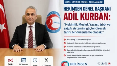 HEKİMSEN Genel Başkanı Kurban: Hekim, hayat kurtarmaya çalışırken başarısız olduğunda suçlu muamelesi görmemeli