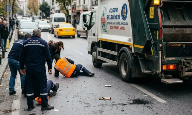 Çorum’da Çöp Kamyonundan Düşen 2 Belediye İşçisi Yaralandı
