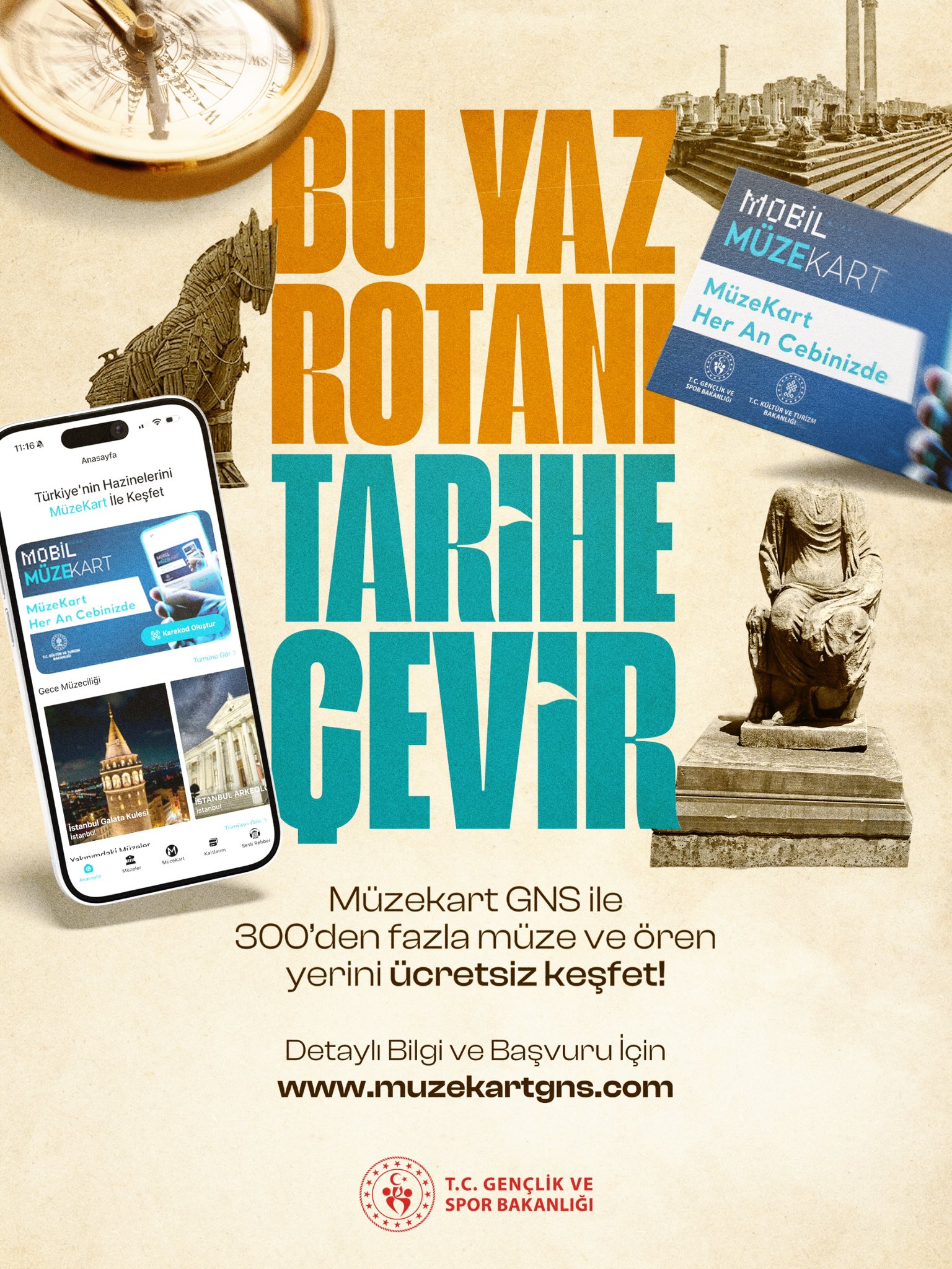 19-25 yaş arasındaki gençlere ücretsiz Müzekart desteği