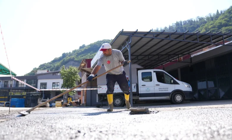 Giresun'da üstyapı çalışmaları farklı noktalarda sürüyor