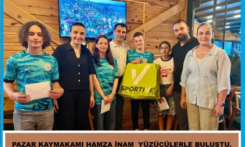 Kaymakam İnam, şampiyon yüzücülerle bir araya geldi