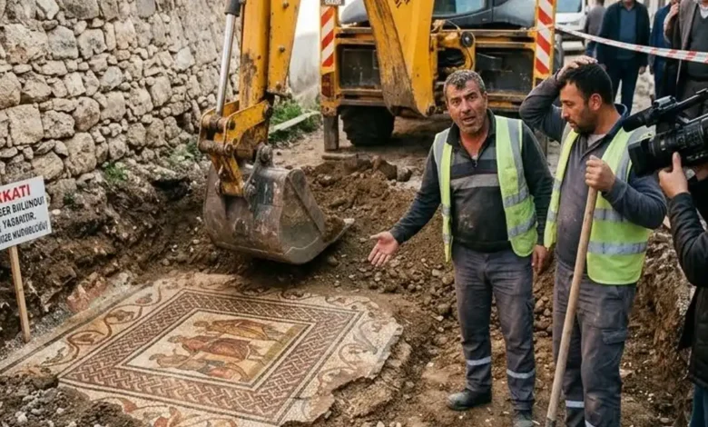 Altyapı kazısında mozaik bulundu